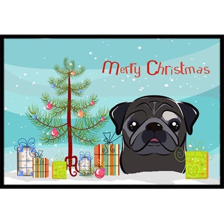 Carolines Treasures Carolines Treasures BB1635JMAT Christmas Tree & Black Pug Indoor or Outdoor Mat; 24 x 36 BB1635JMAT